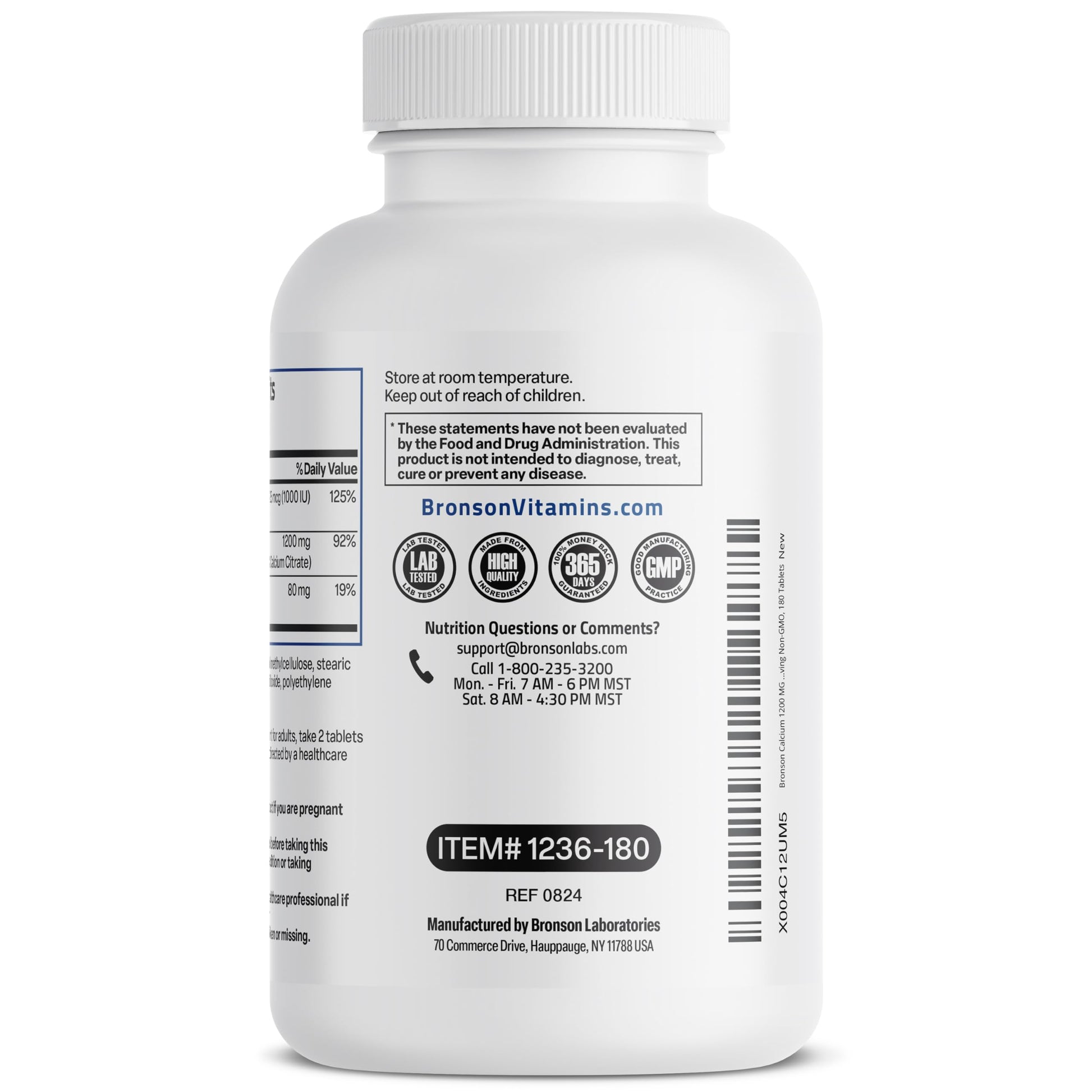 Suplemento bronson calcio vitamina d3 frasco
