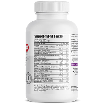 Suplemento multivitamínico Bronson con tabla de ingredientes