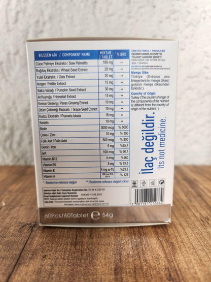 Suplemento para cabello más grueso y fuerte con ingredientes nutritivos