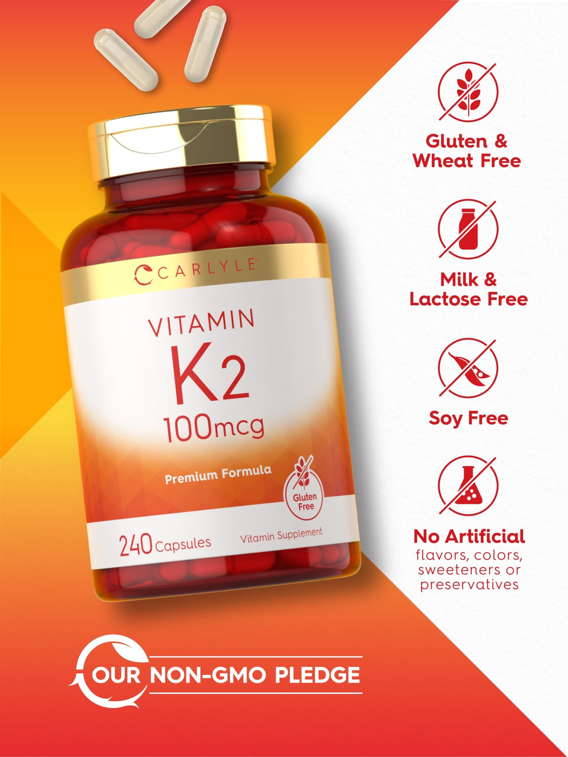 Suplemento calidad premium vitamina K2 Carlyle 240 cápsulas