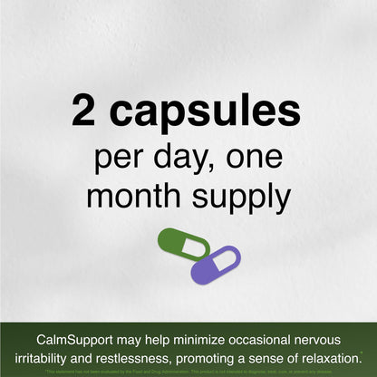 Suplemento CalmSupport con hierbas orgánicas y vitaminas