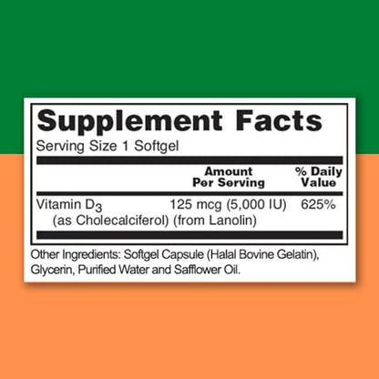 Suplemento cápsulas blandas vitamina d3 5000 IU Zaytun
