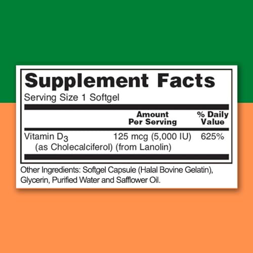Suplemento cápsulas blandas vitamina d3 5000 IU Zaytun