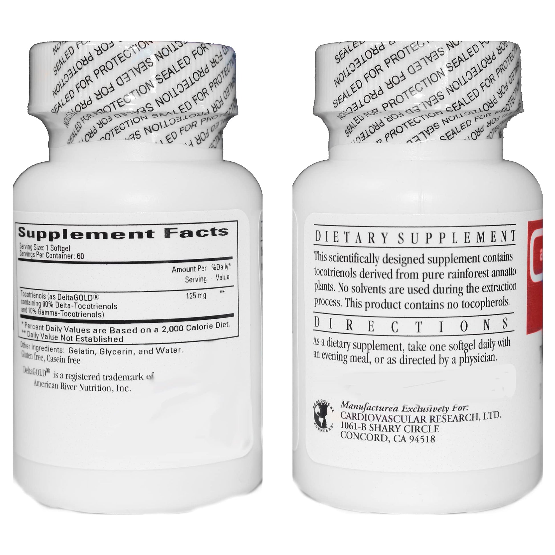 Suplemento Cardiovascular Research vitamina e tocotrienoles 125 mg