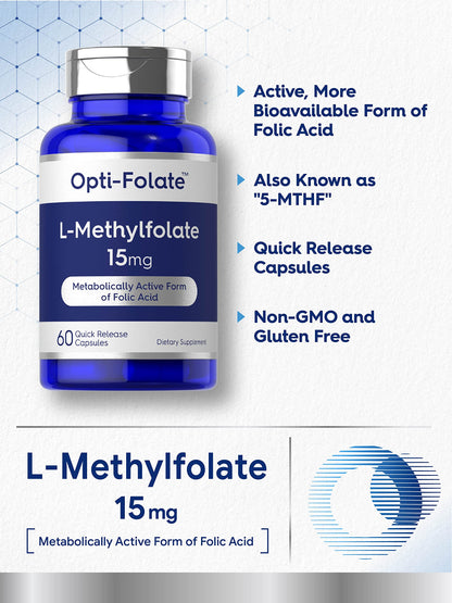 Suplemento Carlyle metilfolato 15 mg 60 cápsulas no ogm