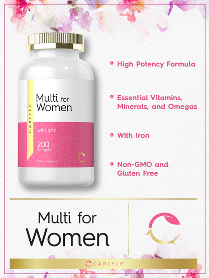 Suplemento Carlyle para mujeres sin gluten ni OGM, 200 cáps.