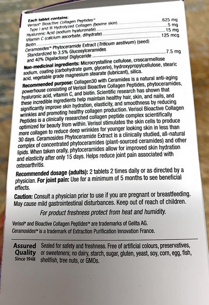 Suplemento colágeno ceramidas biotina webber naturals tabletas