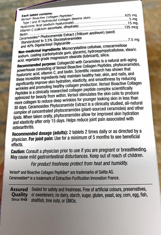 Suplemento colágeno ceramidas biotina webber naturals tabletas