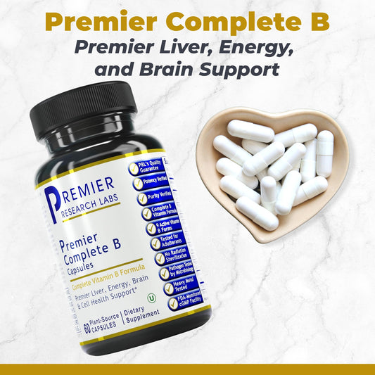 Suplemento complejo vitaminas B Premier Research Labs para energía y cerebro