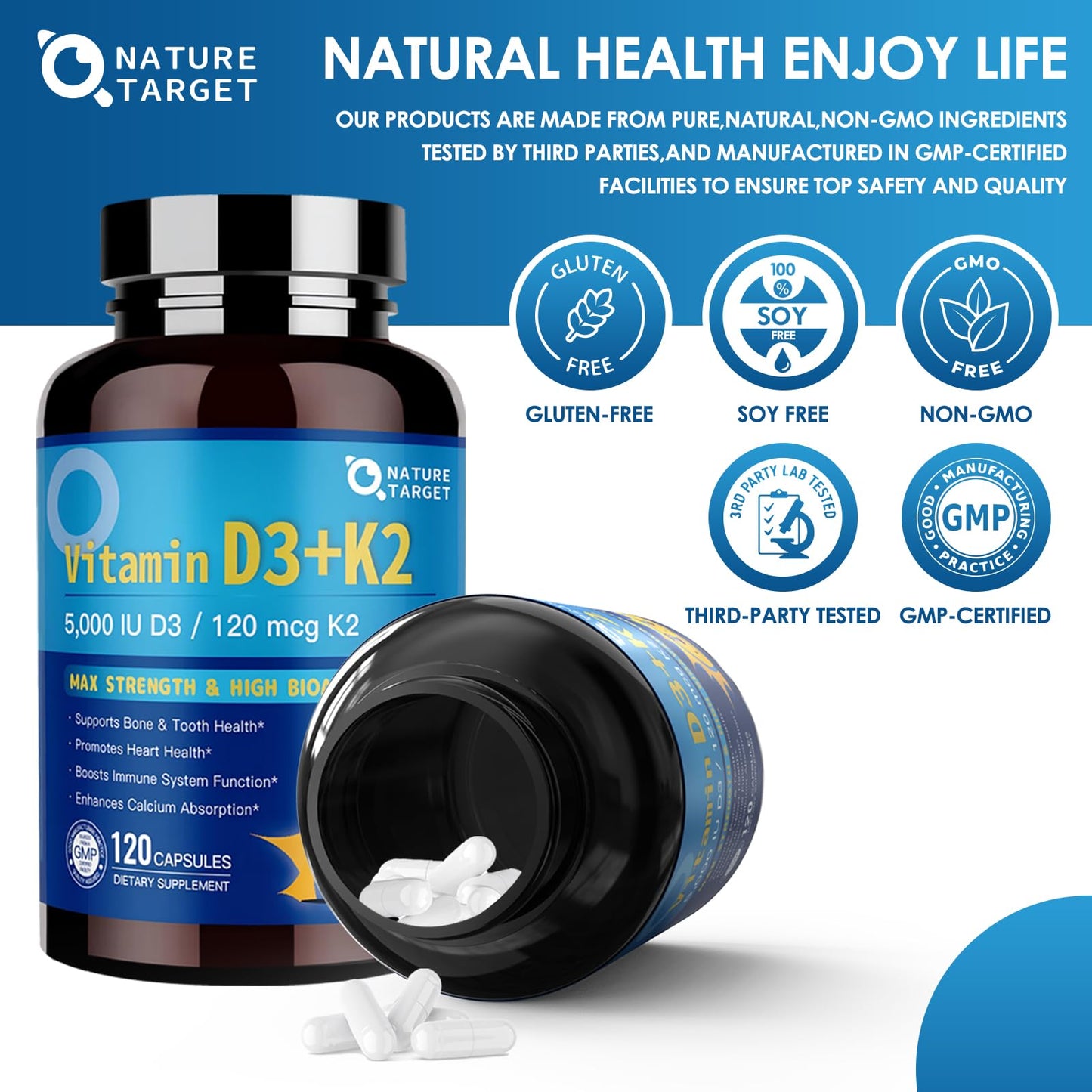 Suplemento para corazón y huesos NATURE TARGET D3 K2