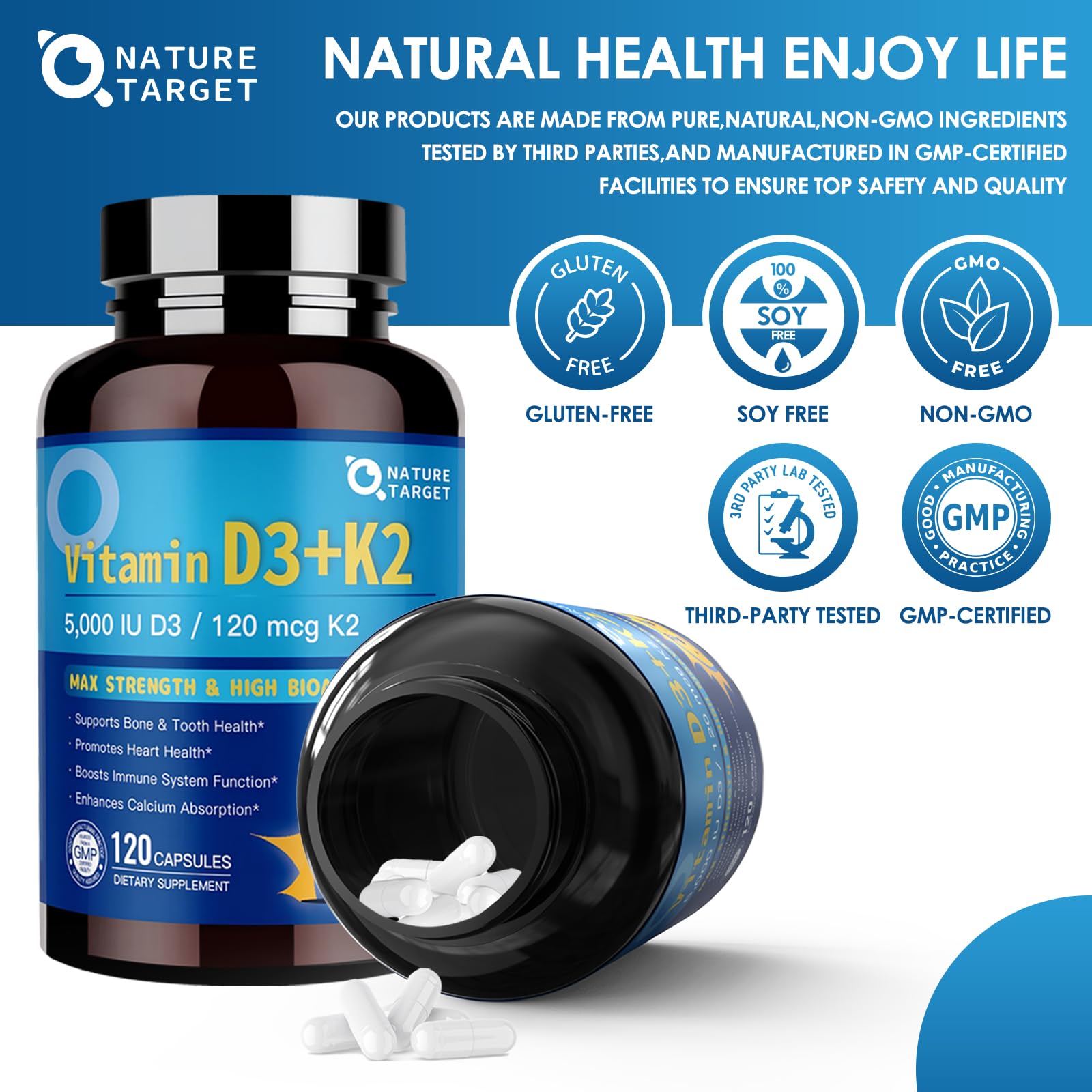 Suplemento para corazón y huesos NATURE TARGET D3 K2