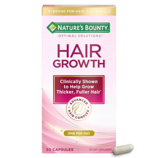 Suplemento crecimiento cabello Nature's Bounty cápsula frontal