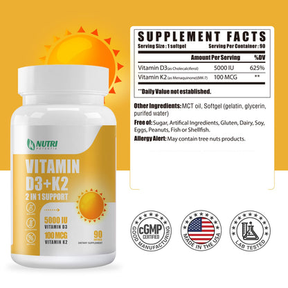 Suplemento D3 K2 NUTRI POTENTIA con absorción mejorada aceite MCT