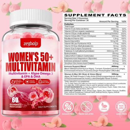 Suplemento diario multivitamínico para mujeres 50+ con detalles