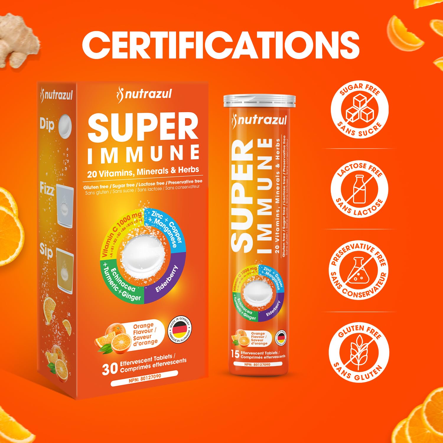Suplemento diario vitamina c y mezcla de hierbas nutrazul