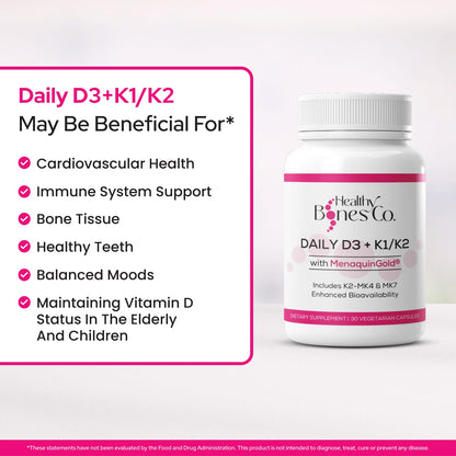 Suplemento diario de vitamina D3 y K2 en cápsulas