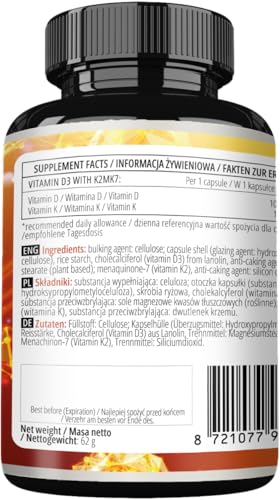 Suplemento dietético APOLLO'S HEGEMONY Vitamina D3 4000 UI con K2 120 cápsulas