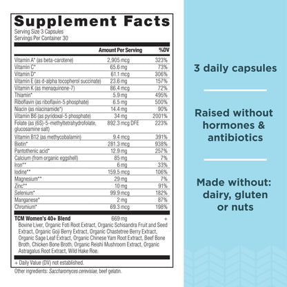 Suplemento dietético multivitaminas 40+, nutrientes completos