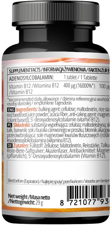 Suplemento dietético vitamina b12 APOLLO'S HEGEMONY 120 tabletas