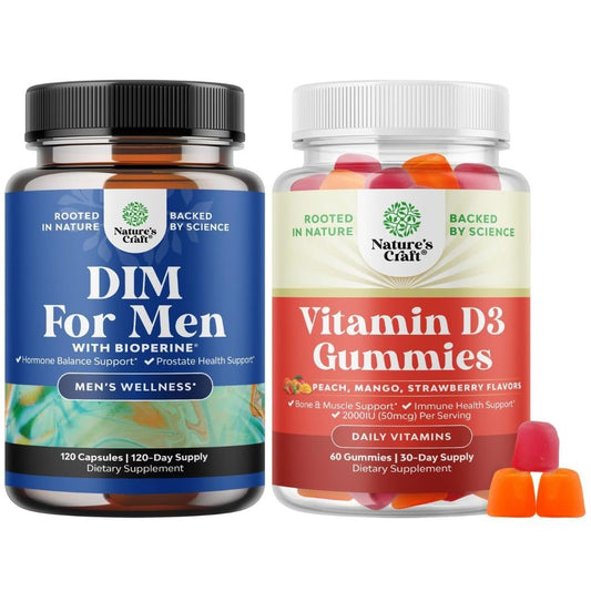 Paquete suplemento dim hombres y gomitas vitamina d3