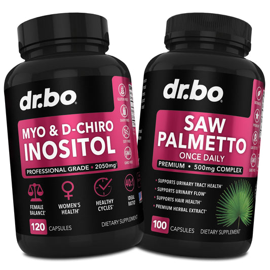 Suplemento DR. BO myo y d-chiro inositol con saw palmetto para mujeres