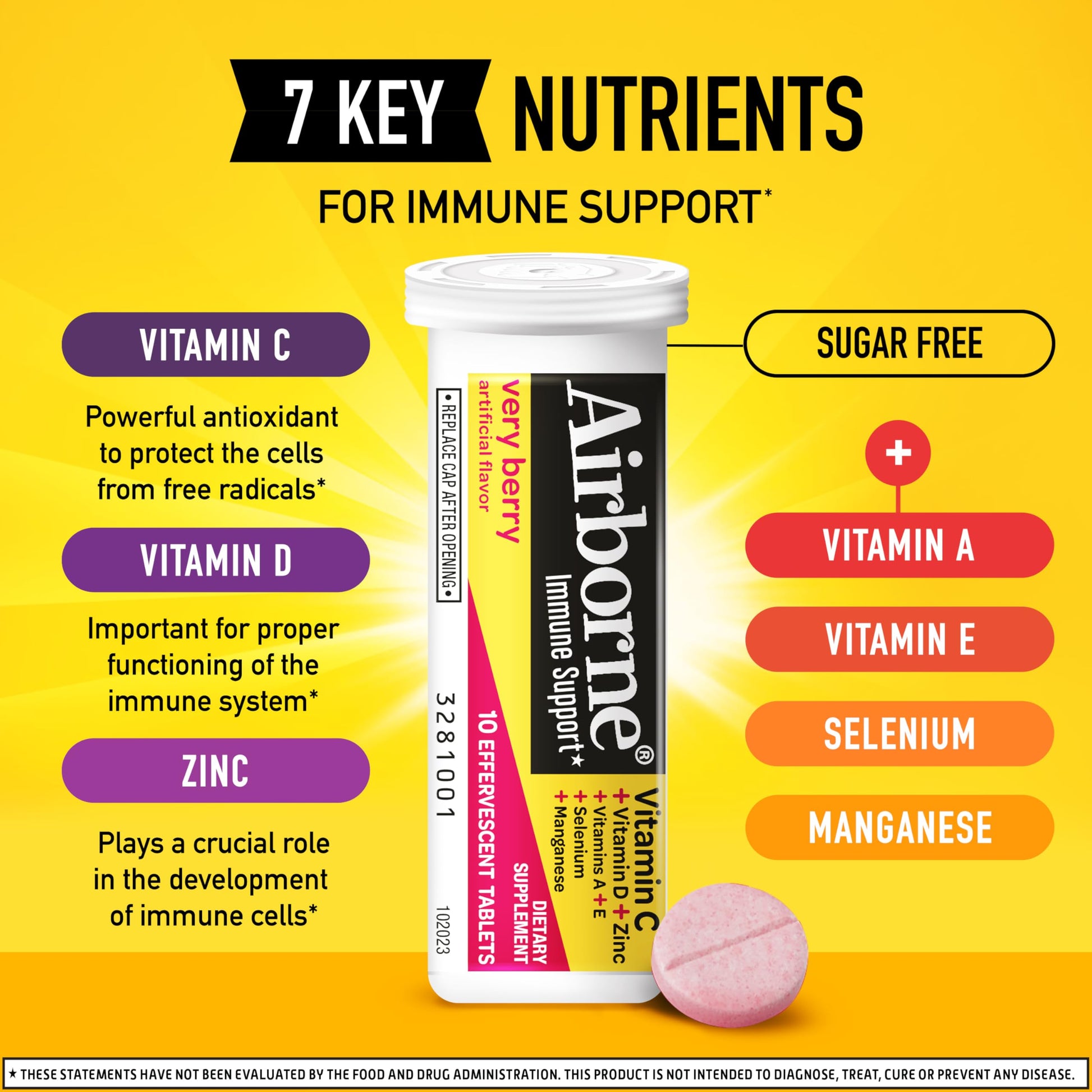 Suplemento efervescente con vitaminas para el sistema inmune