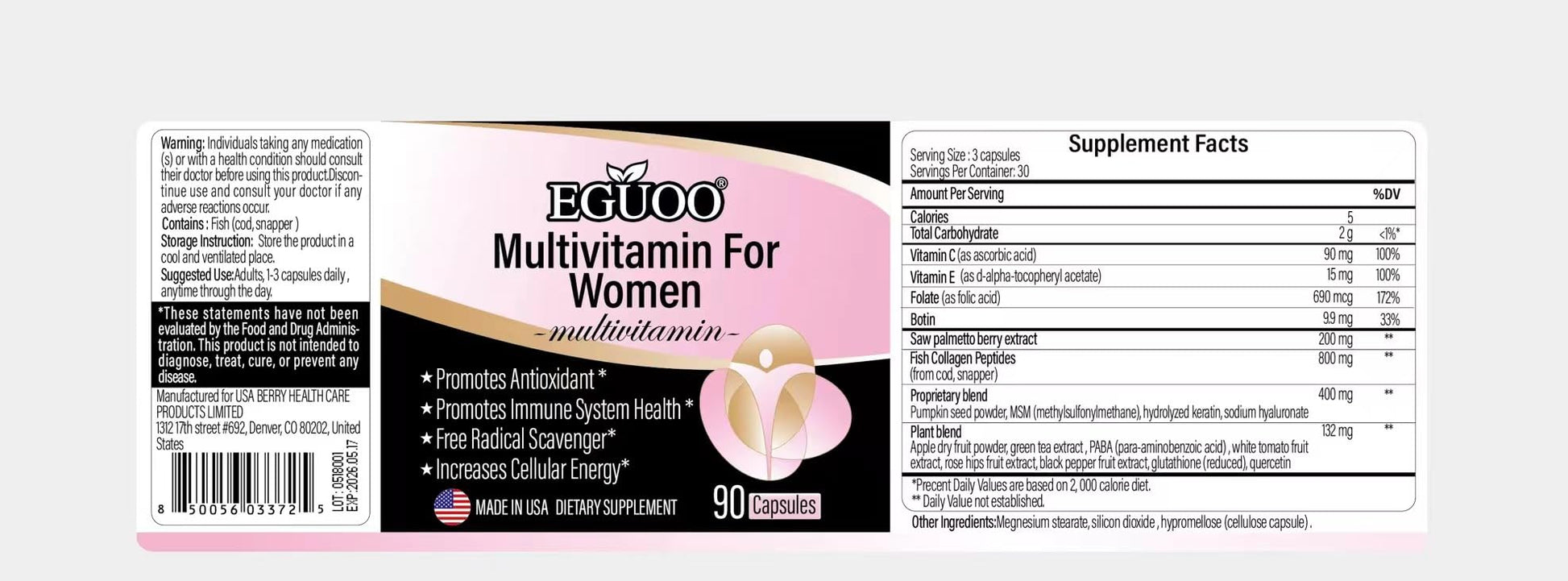 Suplemento EGUOO multivitaminas para mujeres