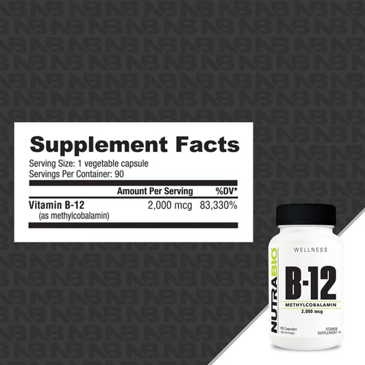 Suplemento energia NutraBio Methyl B-12 90 capsulas vegetales