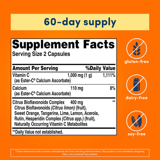 Suplemento Ester-C American Health 120 cápsulas bioflavonoides