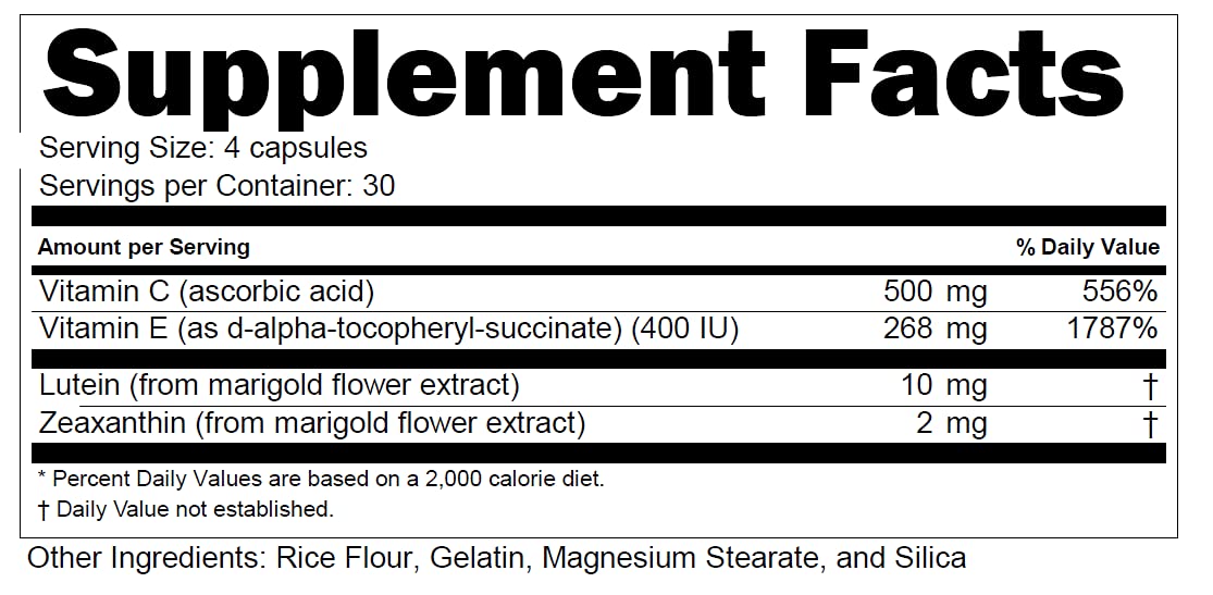 Suplemento Facts de Macular Shield Areds 2