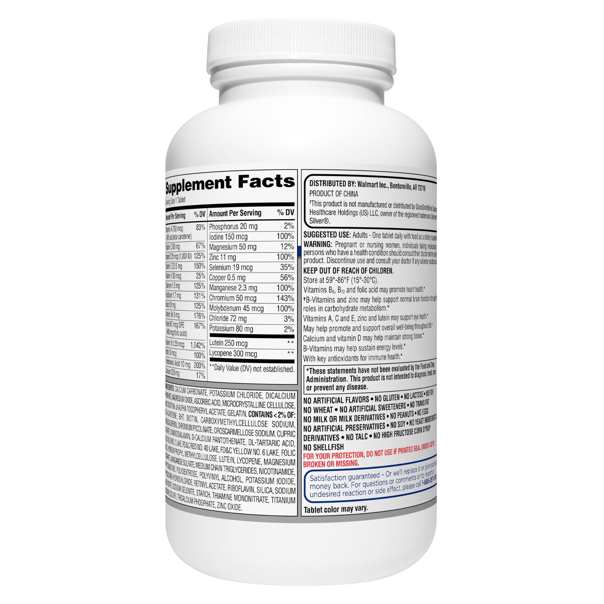 suplemento facts multivitamínico equate 50+