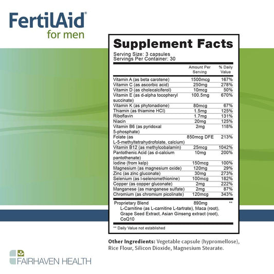 Suplemento FertilAid para multiplicar esperma hombre