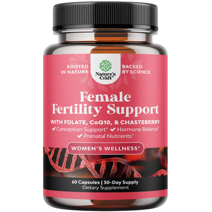 Frasco suplemento fertilidad femenina Natures Craft con multivitaminas prenatales