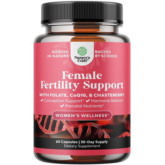 Frasco suplemento fertilidad femenina Natures Craft con multivitaminas prenatales