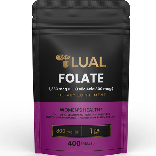 Suplemento folato LUAL para mujer embarazada 400 tabletas