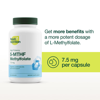 Suplemento Fresh Nutrition metilfolato cápsulas veganas