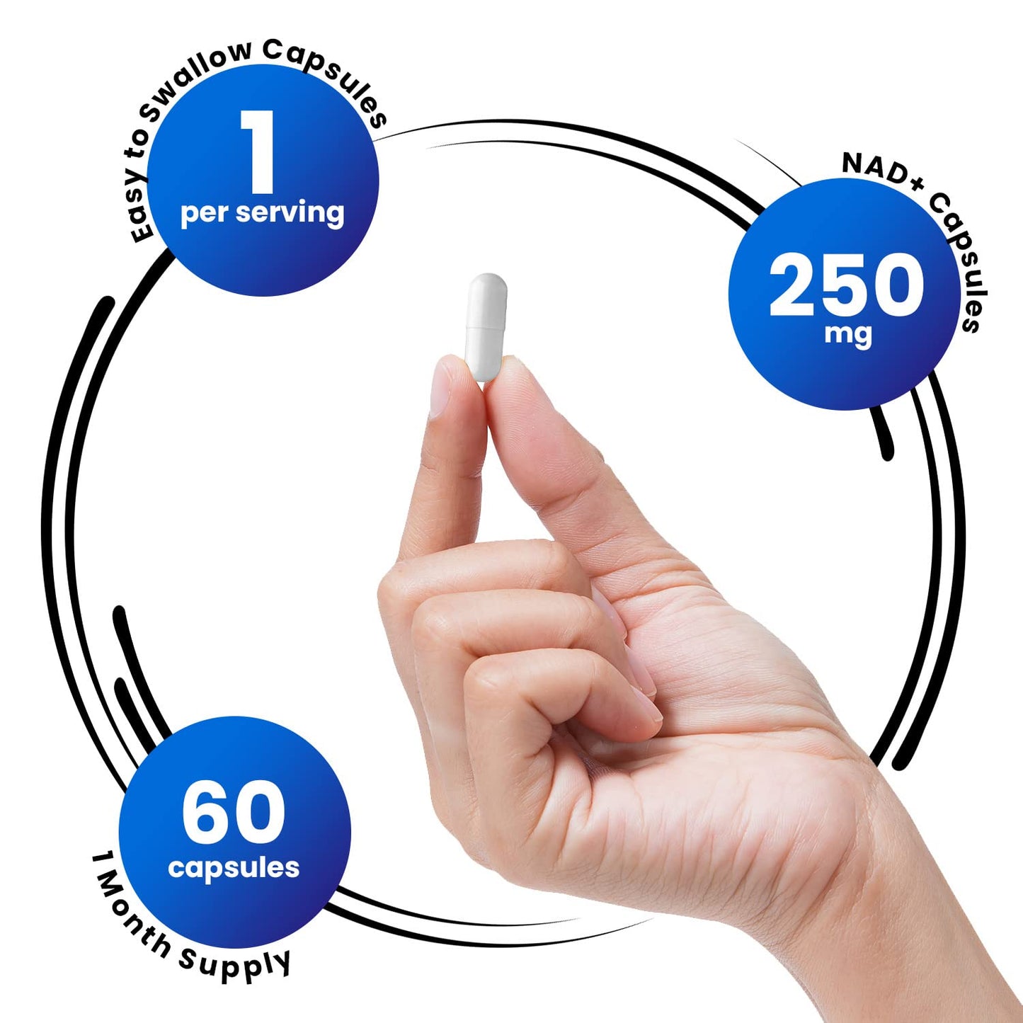Suplemento Genex Formulas NAD+ 250mg 60 cápsulas naturales y veganas