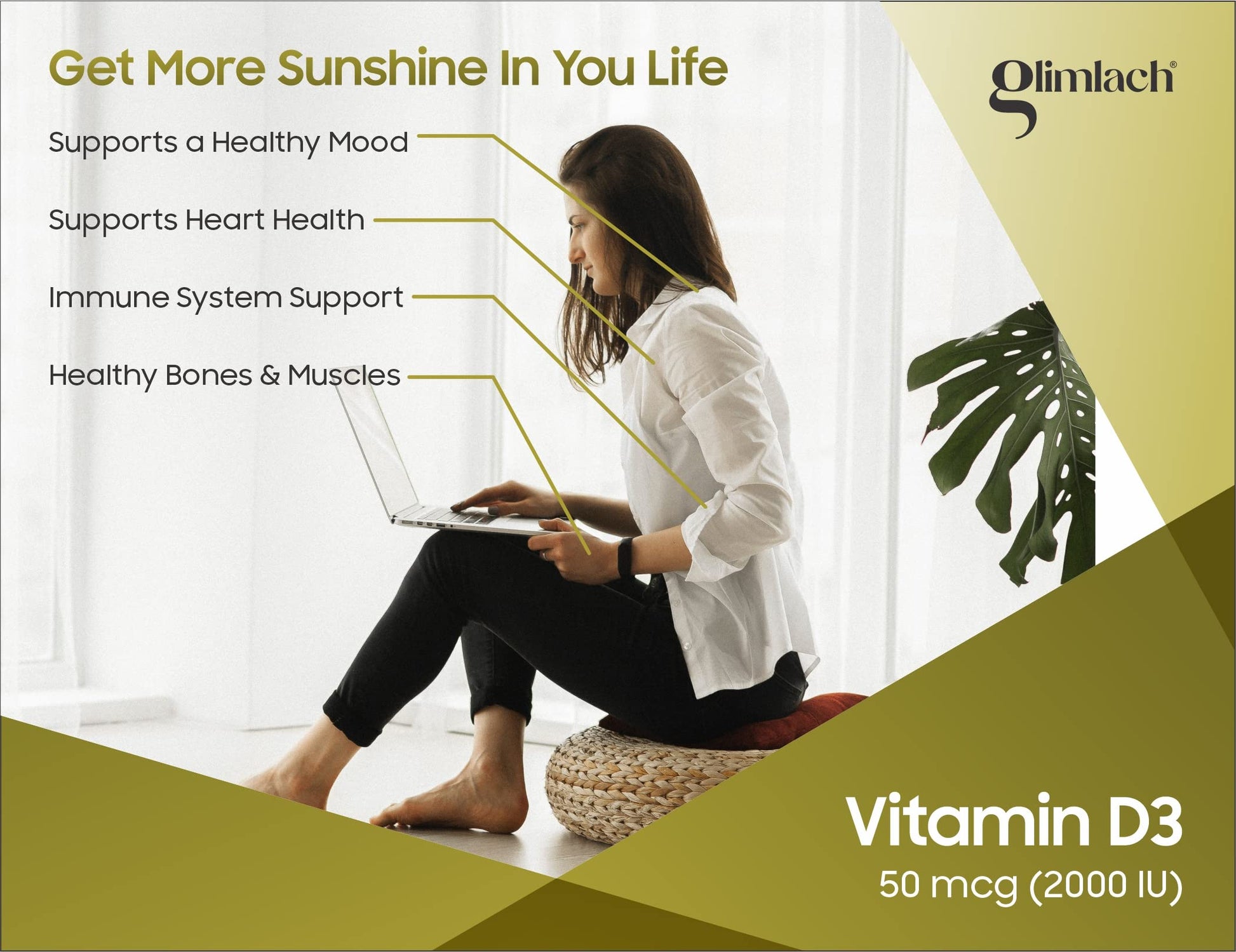 Suplemento GLIMLACH vitamina D3 para huesos y sistema inmune