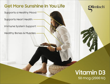 Suplemento GLIMLACH vitamina D3 para huesos y sistema inmune