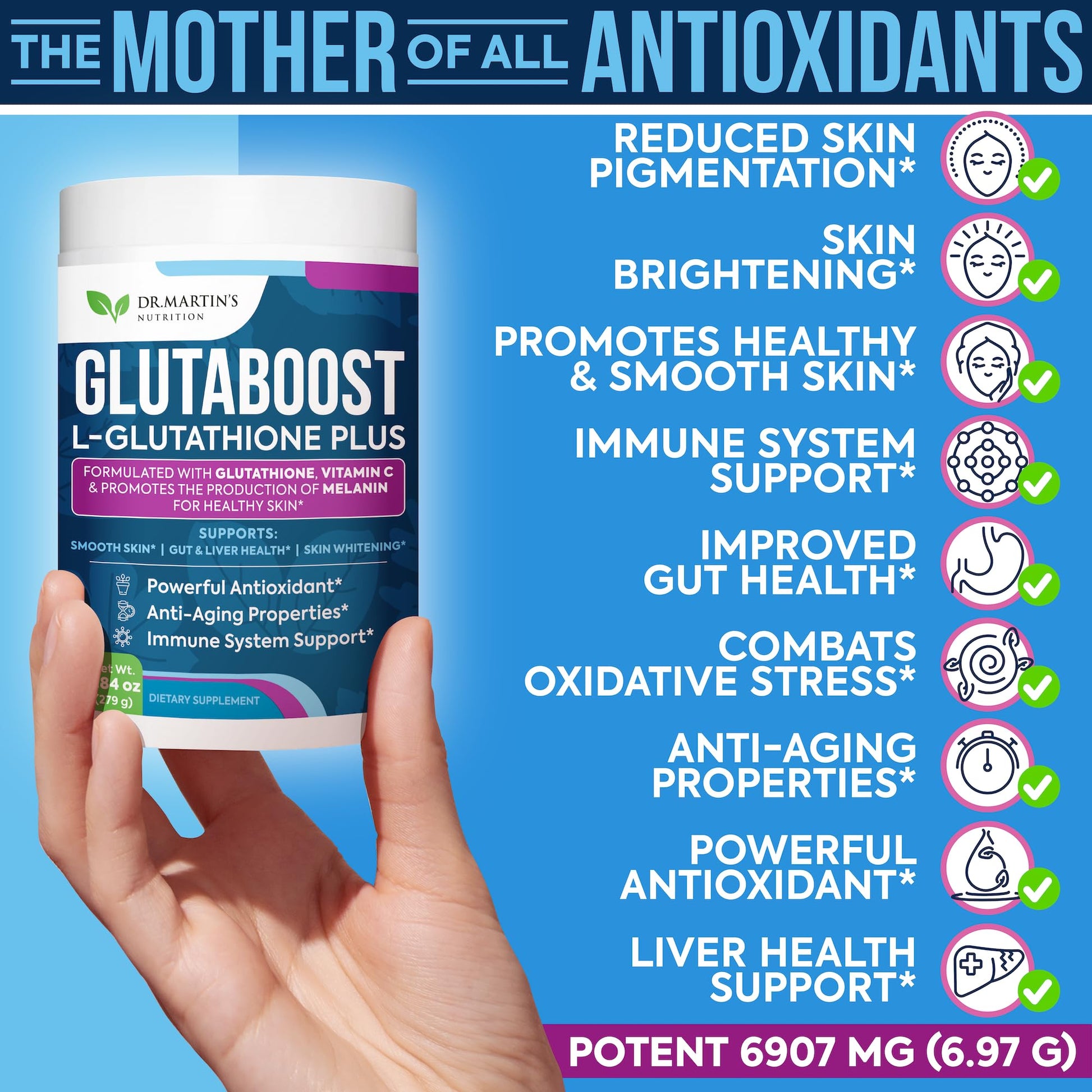 Suplemento glutatión con colágeno y vitamina c