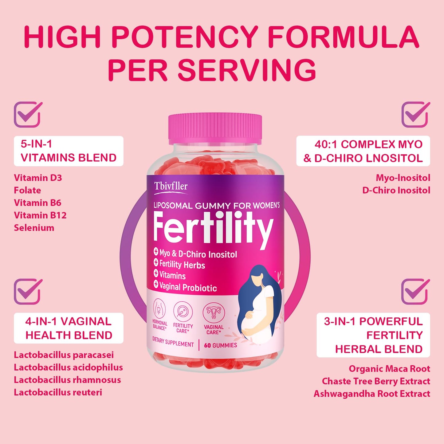 Suplemento gomitas femeninas tbivfller equilibrio hormonal