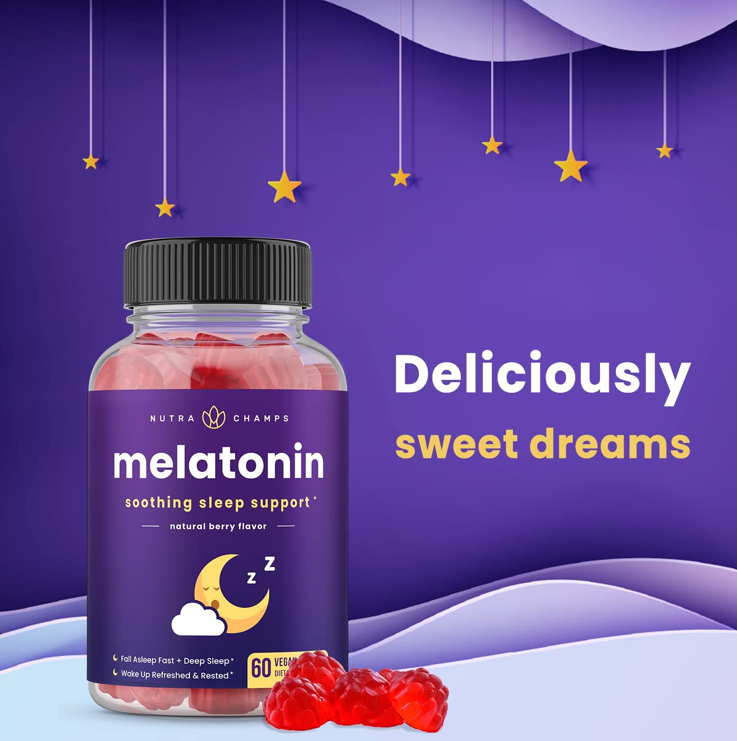 Suplemento gomitas melatonina NutraChamps para todas las edades