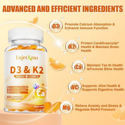 Suplemento gomitas naturales vitamina D3 K2 Fajeckma para adultos