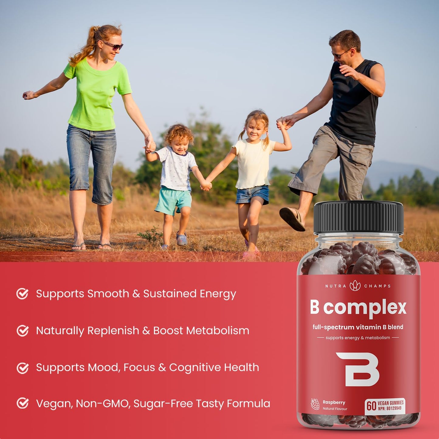 Suplemento gomitas NutraChamps complejo de vitamina B