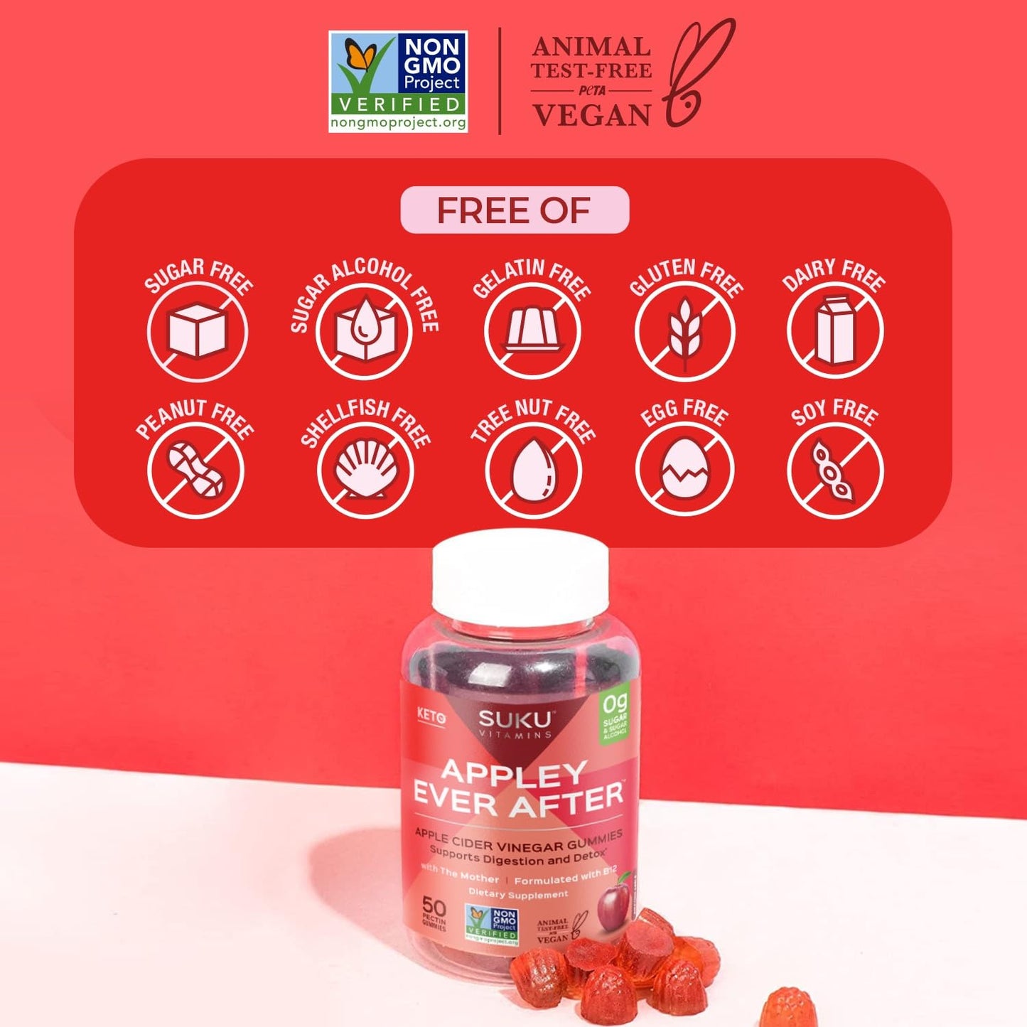 Suplemento gomitas vinagre manzana y B12 metilada SUKU