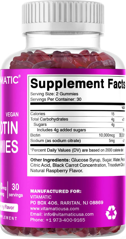 Suplemento gomitas Vitamatic biotina fortalece cabello piel uñas