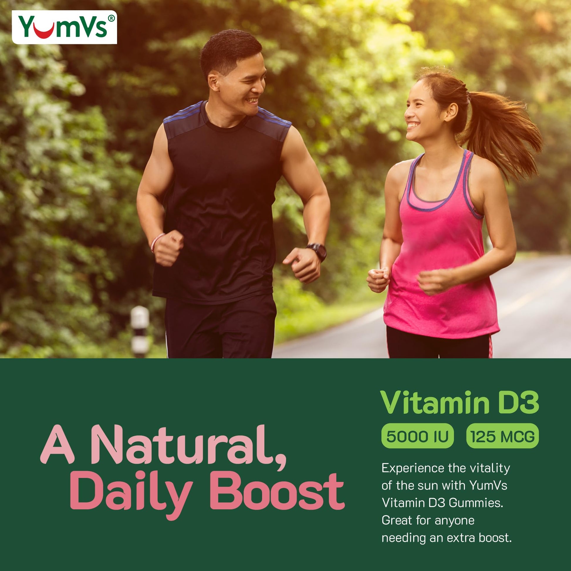 Suplemento gomitas vitamin D3 YUM-V'S botella y gomitas