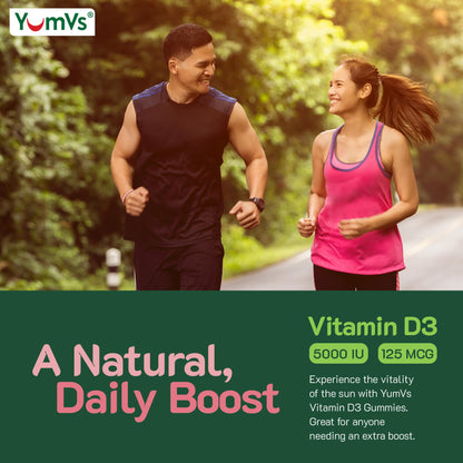 Suplemento gomitas vitamin D3 YUM-V'S botella y gomitas