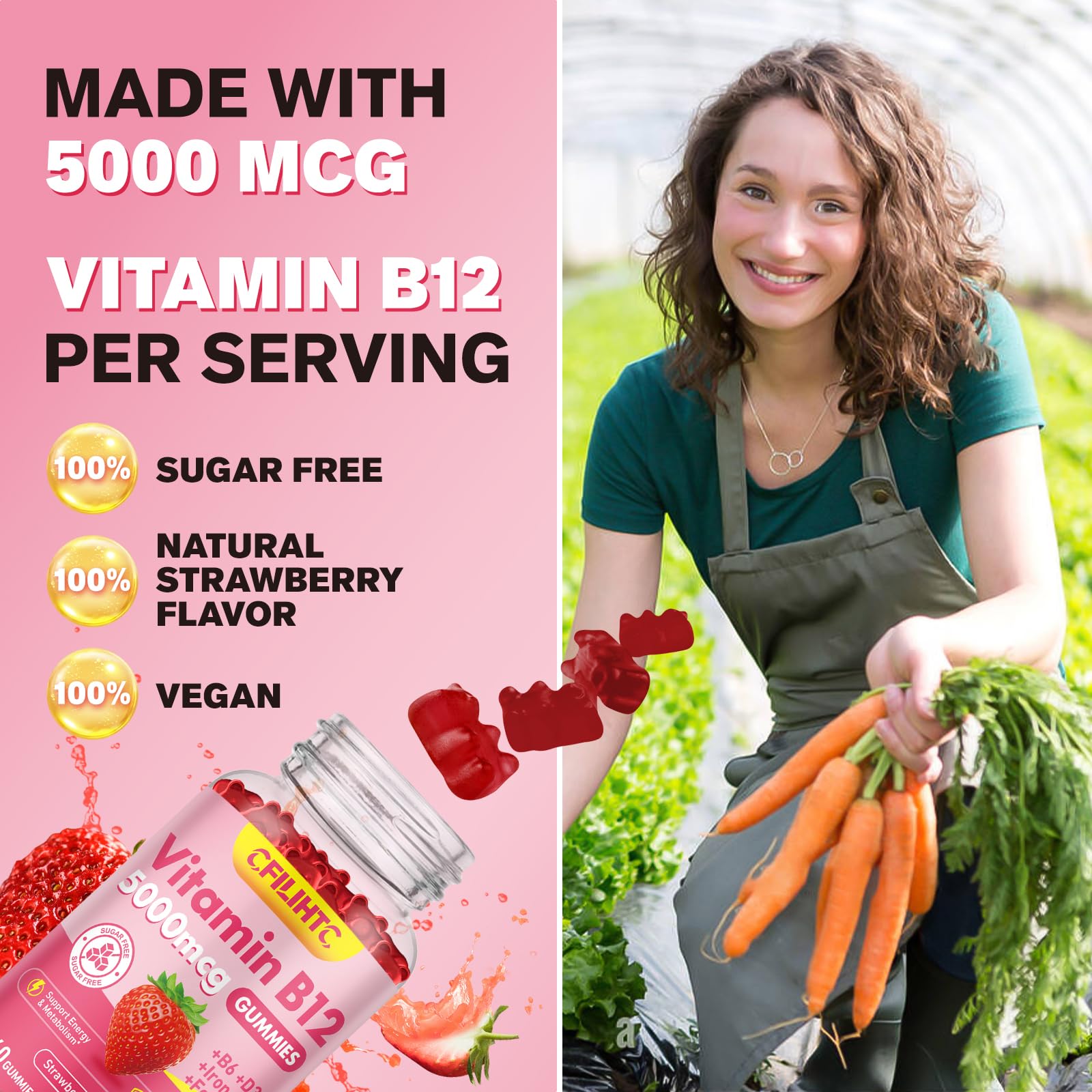 Suplemento gomitas vitamina b12 para adultos saludables