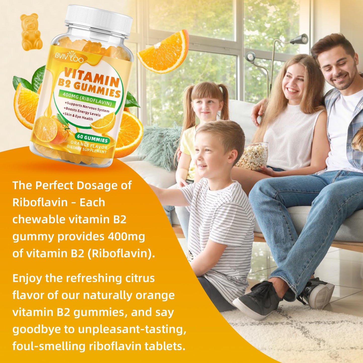 Suplemento gomitas vitamina B2 BVIVLOO riboflavina